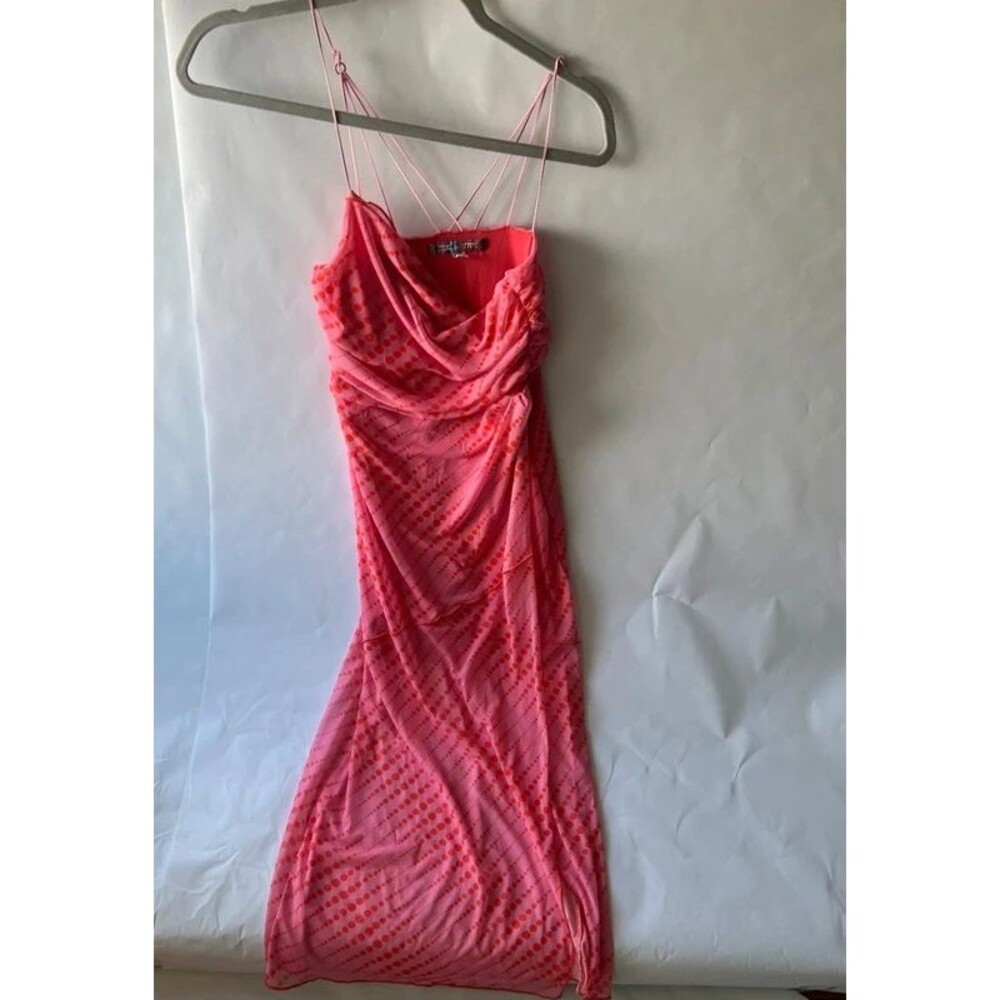 Urban Outfitters Pink Polka Dot Draped Maxi Dress